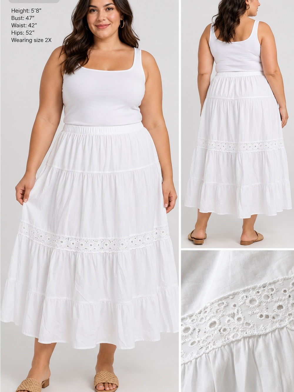 wild fable White Eyelet Tiered Maxi Skirt
